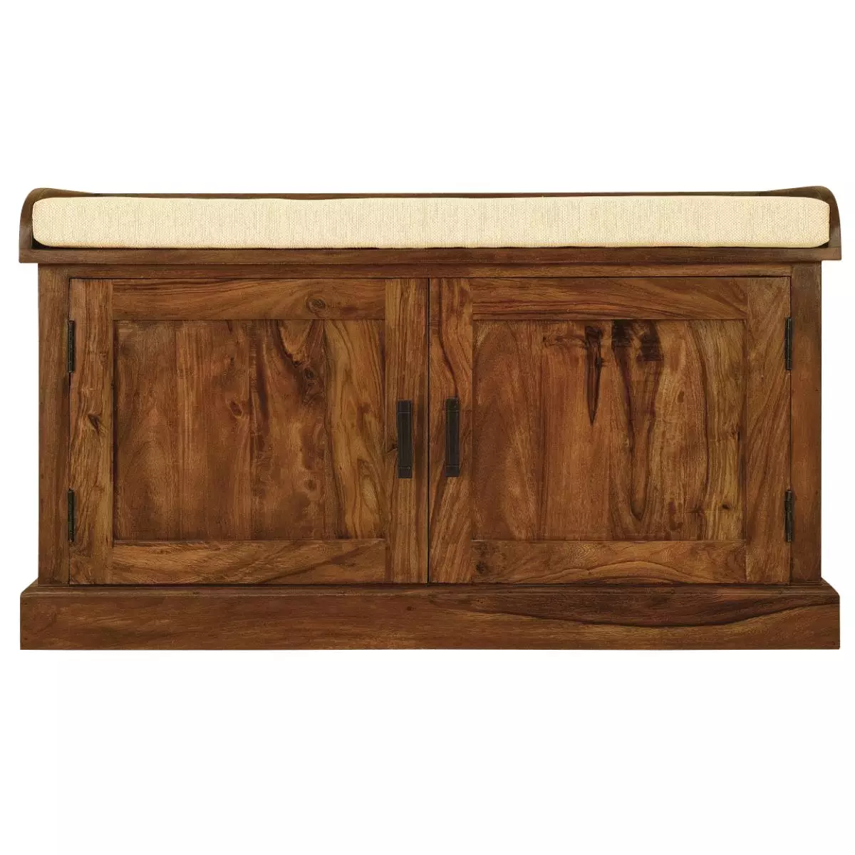 Wooden Multipurpose Cupboard & Shoe Rack – Large Storage Cabinet with Seating for Entryway, Living Room & Home Organization (Natural Finish)