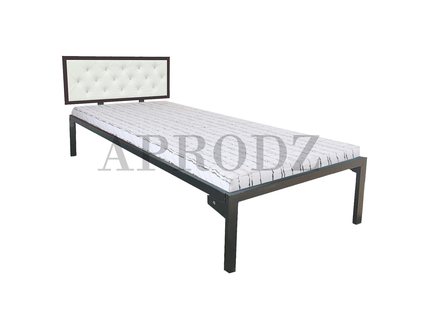 Single Size Bed with Upholstered Headboard | CR Steel Frame | Modern Platform Bed | Sturdy, Durable & Noise-Free | No Box Spring Needed | Stylish Furniture