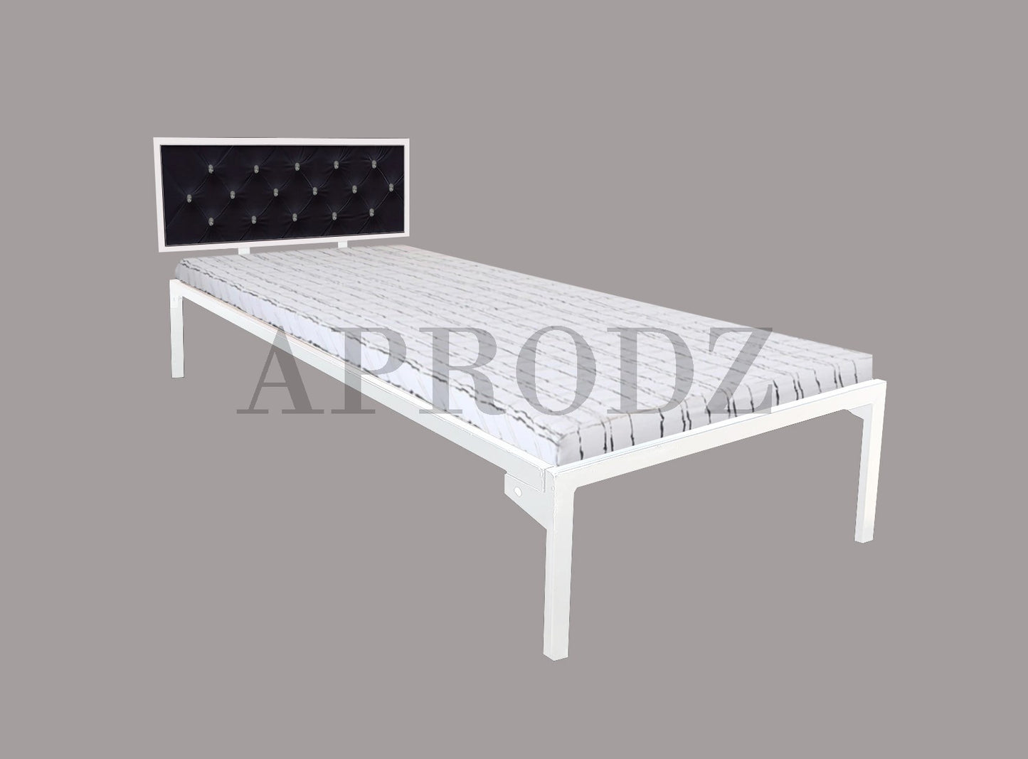 Single Size Bed with Upholstered Headboard | CR Steel Frame | Modern Platform Bed | Sturdy, Durable & Noise-Free | No Box Spring Needed | Stylish Furniture