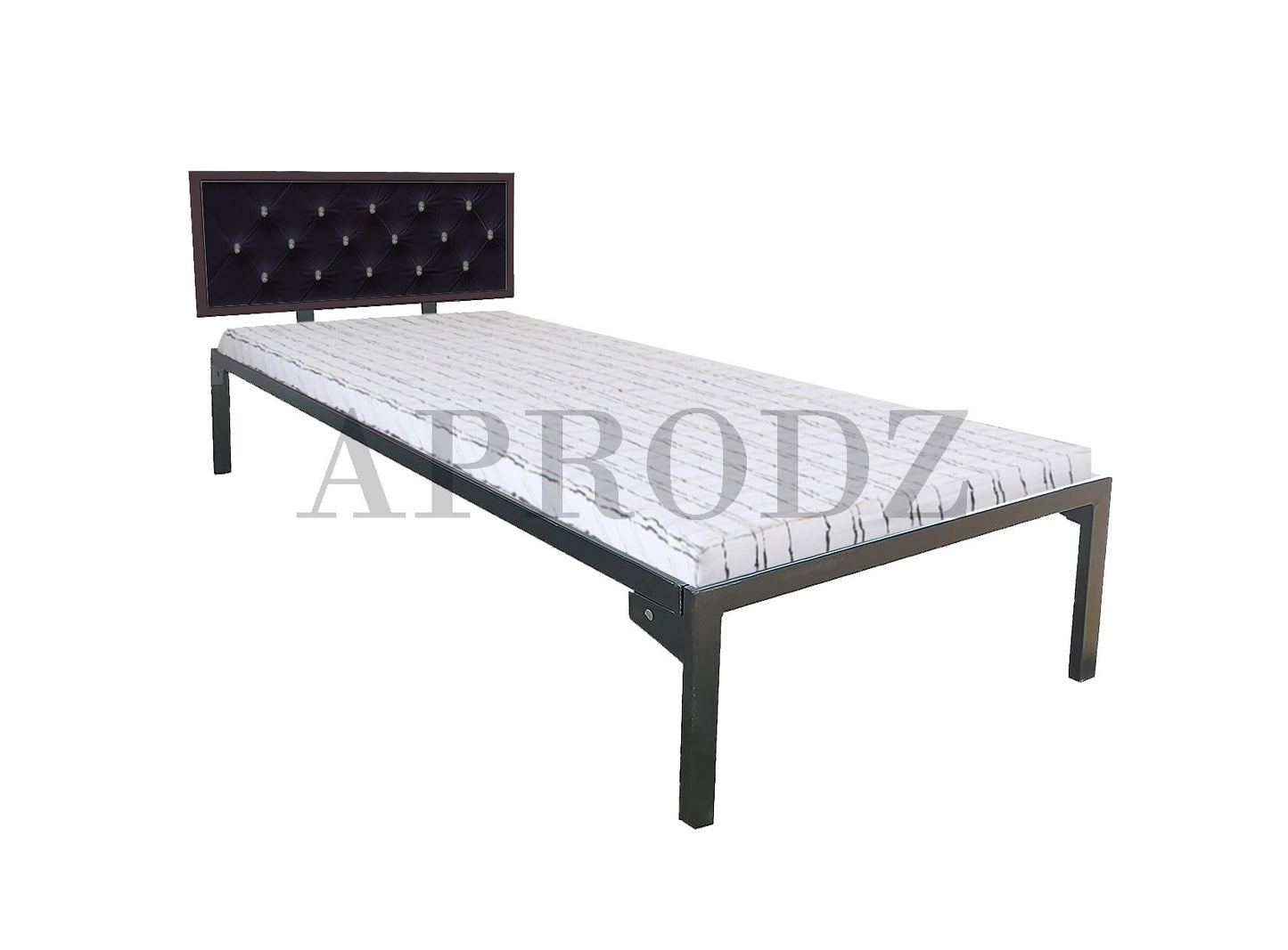 Single Size Bed with Upholstered Headboard | CR Steel Frame | Modern Platform Bed | Sturdy, Durable & Noise-Free | No Box Spring Needed | Stylish Furniture