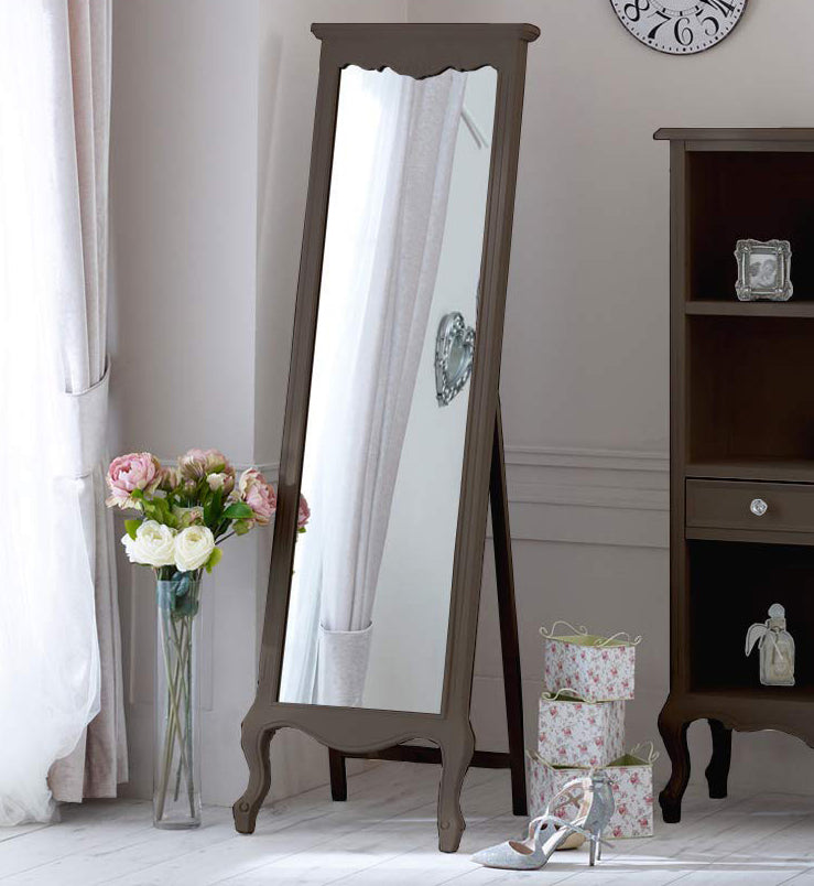 Mango Wood Home Decorative Thalo Standing Long Mirror for Living Room