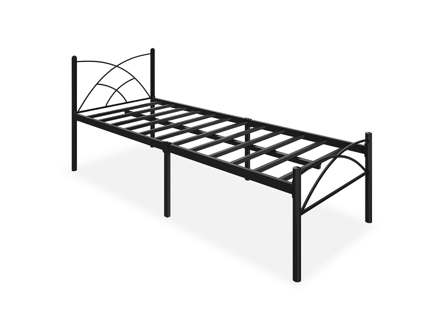 Iron Single Size Bed for Bedroom Metal Bed in Black Color