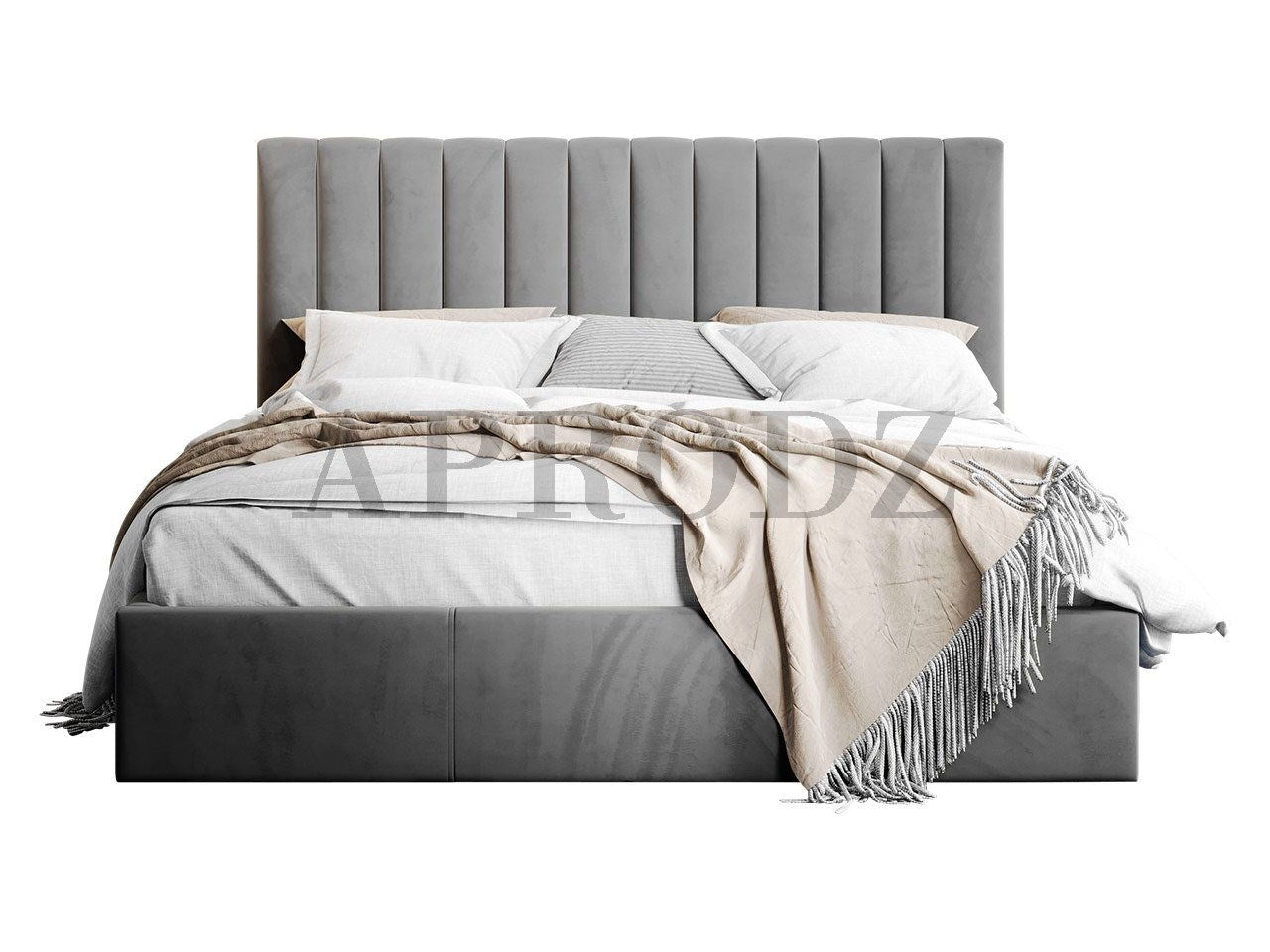 Fluted Velvet Upholstered Bed – Stylish Hydraulic Storage Bed for Comfortable Sleep & Elegant Bedroom Aesthetic