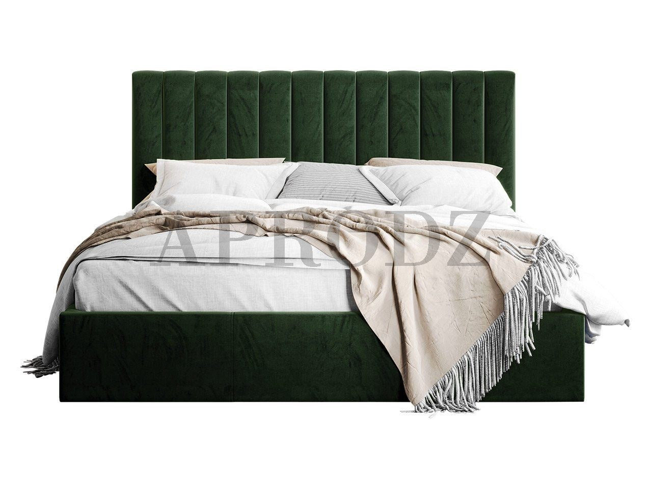 Fluted Velvet Upholstered Bed – Stylish Hydraulic Storage Bed for Comfortable Sleep & Elegant Bedroom Aesthetic