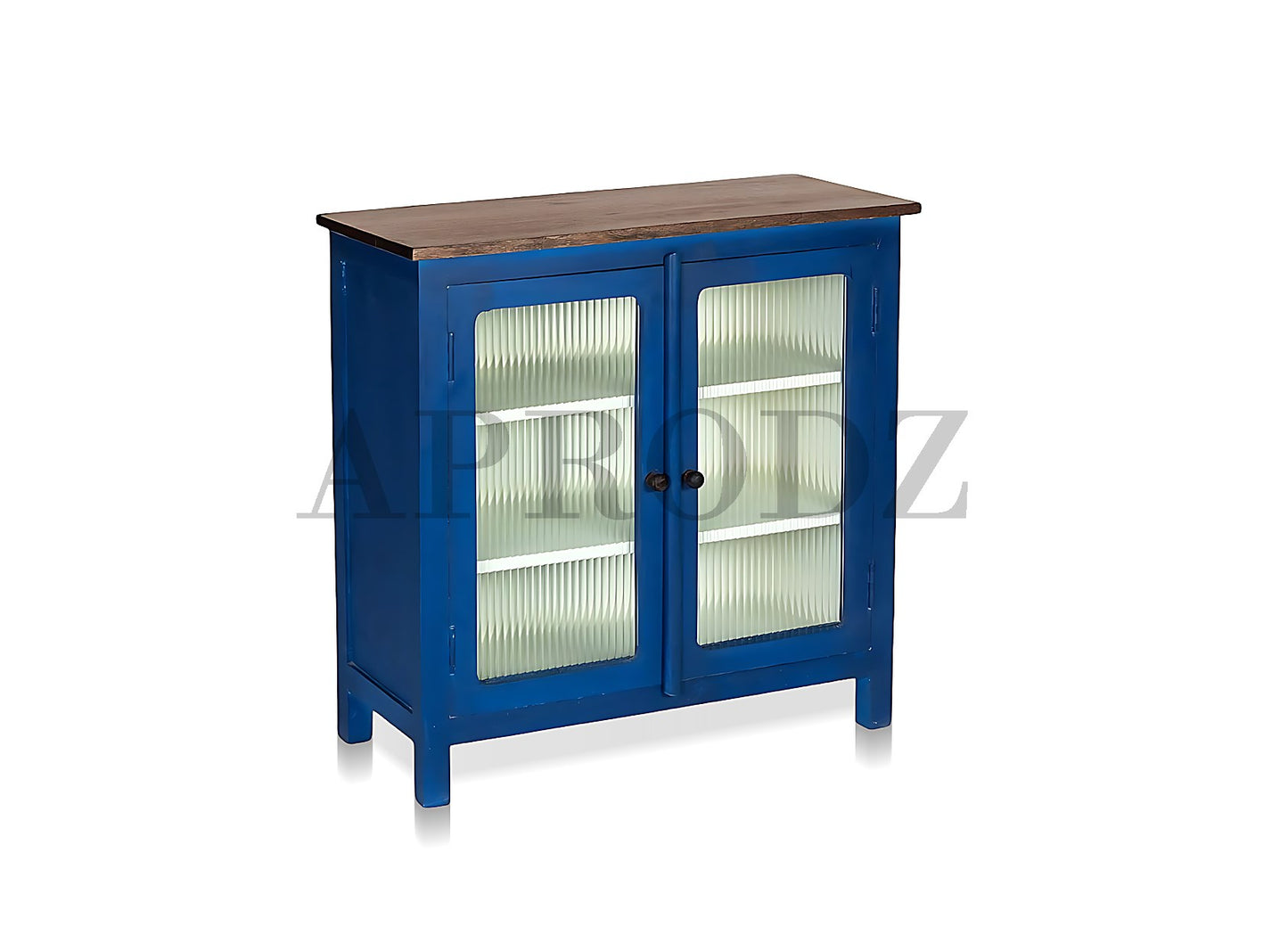 2 Door Cabinet with Wicker Front 2 Shelves | Mango Wood Storage Organizer | Rustic Durable Stylish Wooden Furniture | Compact Design Home Decor