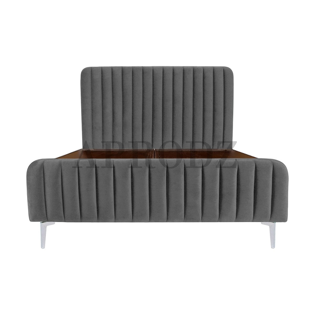 Fluted Velvet Upholstered Bed – Premium Platform Bed with Metal Feet & Luxurious Comfort for Bedroom & Home