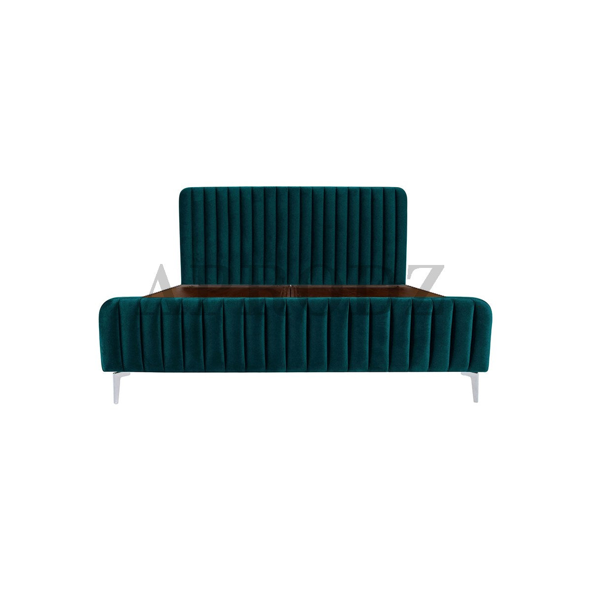 Fluted Velvet Upholstered Bed – Premium Platform Bed with Metal Feet & Luxurious Comfort for Bedroom & Home