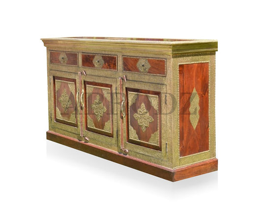 Wooden Antique Brass Multipurpose Sideboard Storage Cabinet for Home (Multicolor)