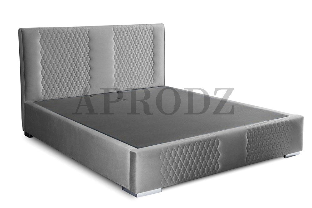Velvet Upholstered King Size Bed with Hydraulic Storage