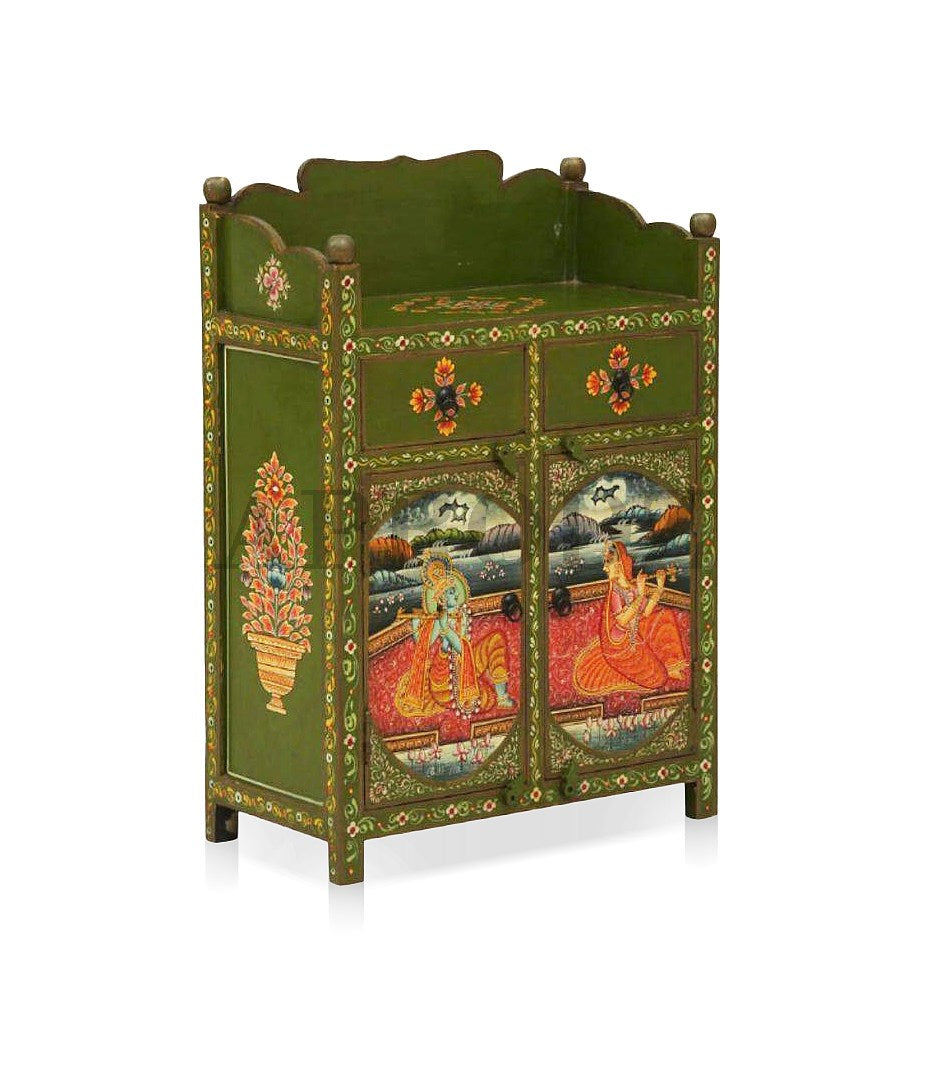 Handpainted Wooden Storage Cabinet Living Room (Multicolor)