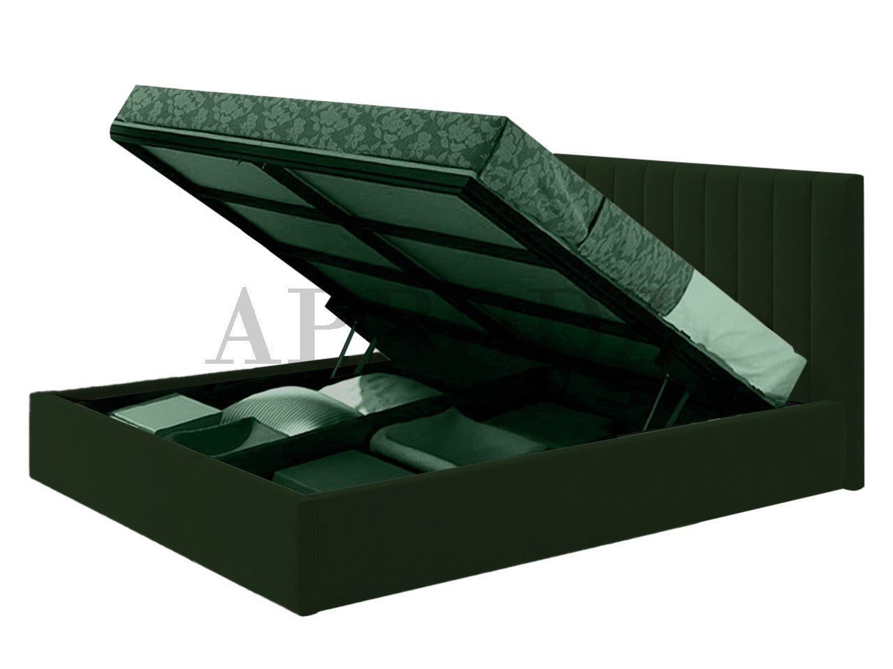 Fluted Velvet Upholstered Bed – Stylish Hydraulic Storage Bed for Comfortable Sleep & Elegant Bedroom Aesthetic