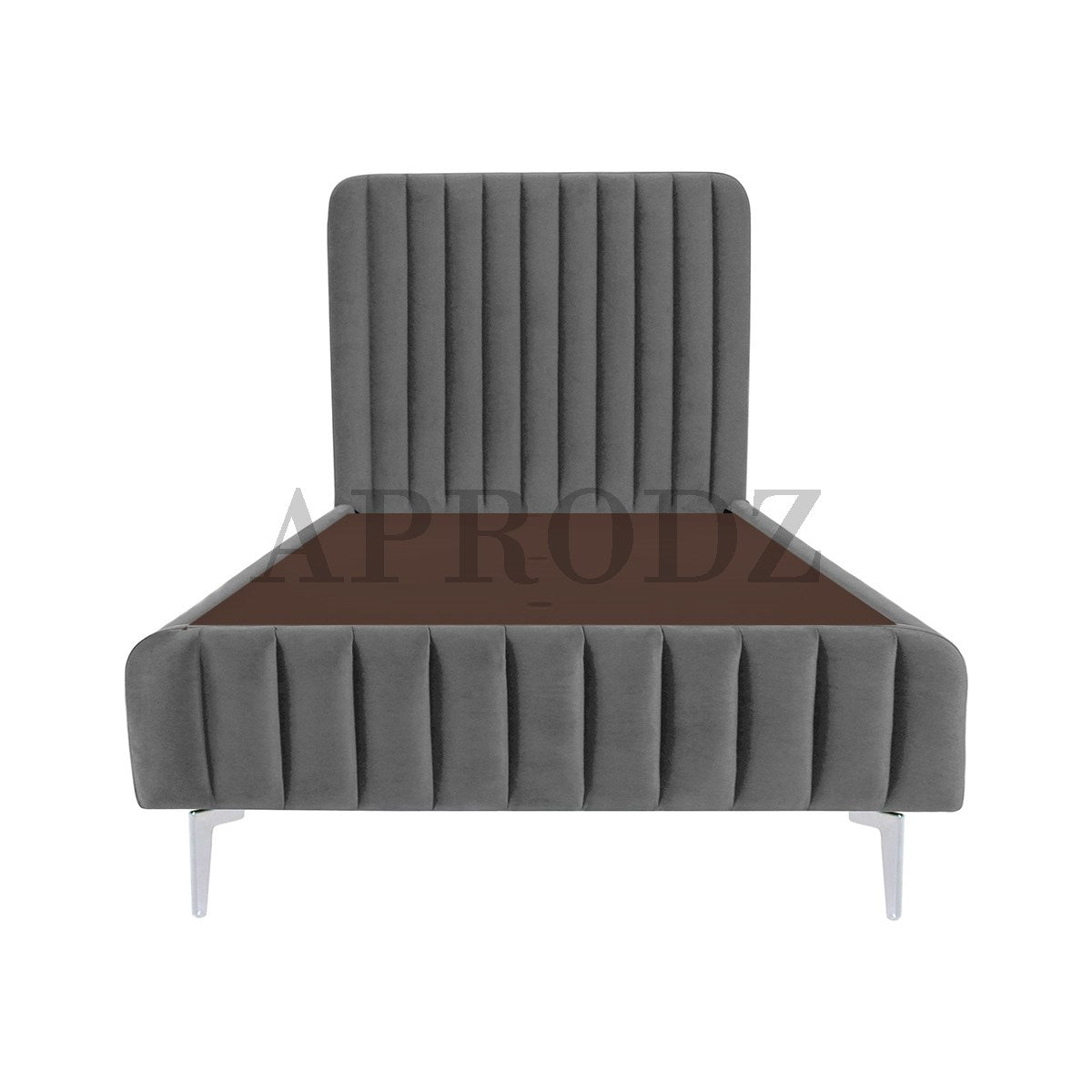 Fluted Velvet Upholstered Bed – Premium Platform Bed with Metal Feet & Luxurious Comfort for Bedroom & Home