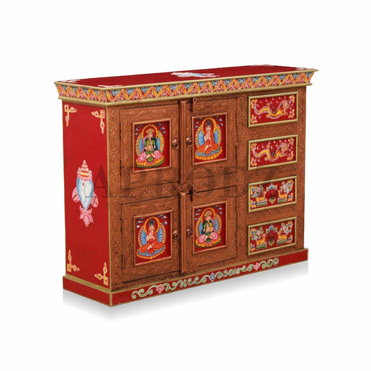 Wooden Handpainted Multipurpose Sideboard Storage Cabinet for Home (Multicolor)