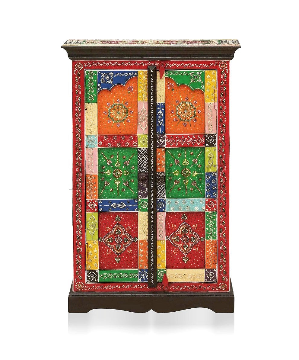 Wooden Handpainted Storage Cabinet for Living Room (Multicolor)
