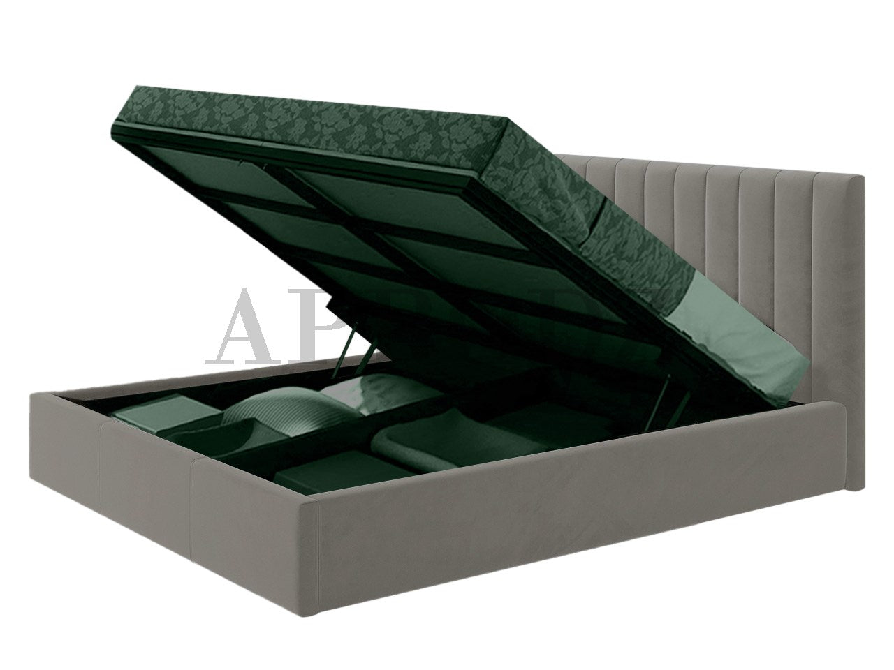 Fluted Velvet Upholstered Bed – Stylish Hydraulic Storage Bed for Comfortable Sleep & Elegant Bedroom Aesthetic
