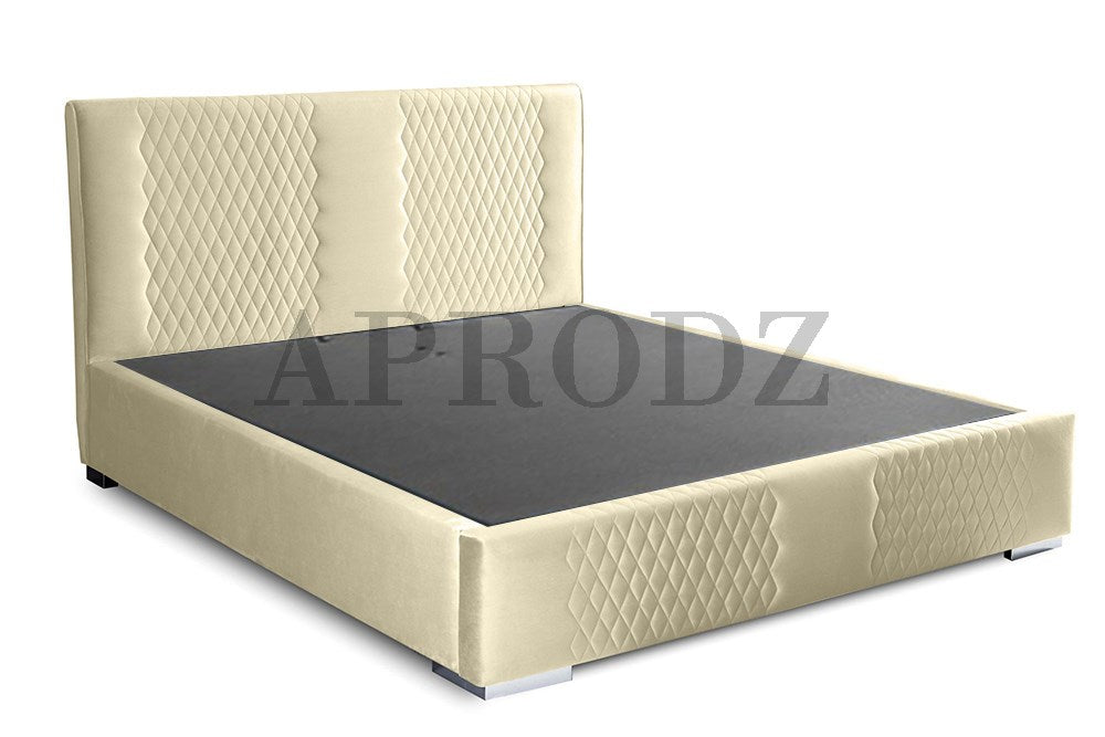 Velvet Upholstered King Size Bed with Hydraulic Storage
