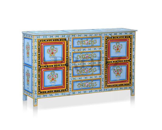 Wooden Handpainted Multipurpose Sideboard Storage Cabinet (Multicolor)