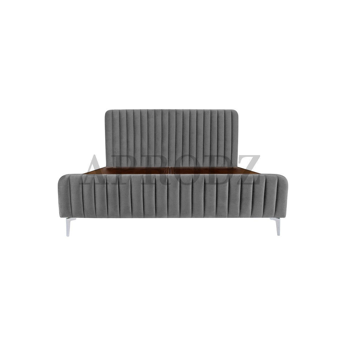 Fluted Velvet Upholstered Bed – Premium Platform Bed with Metal Feet & Luxurious Comfort for Bedroom & Home