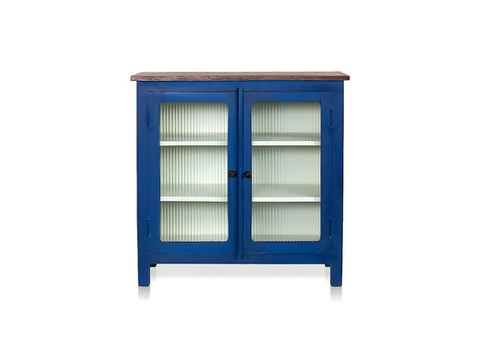 2 Door Cabinet with Wicker Front 2 Shelves | Mango Wood Storage Organizer | Rustic Durable Stylish Wooden Furniture | Compact Design Home Decor