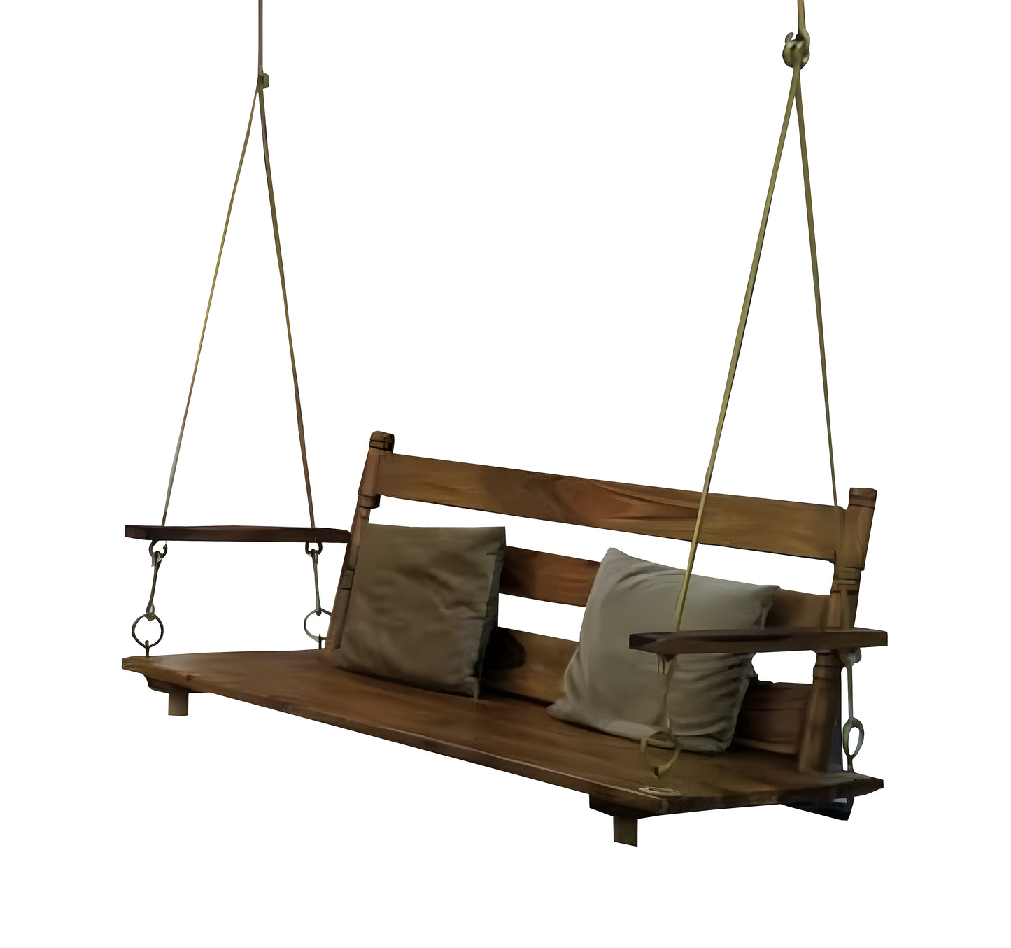 2 Seater Swing Wooden Jhula with Brass Coated Chain for Indoor Outdoor & Balcony | House Swings for Adults (Honey Finish)