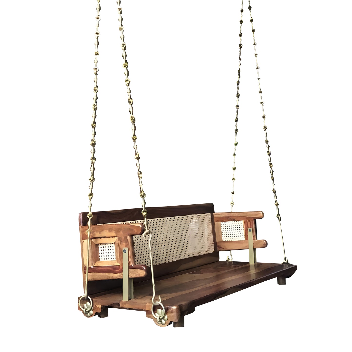 Reversible Wooden Swing Jhula with Brass Chainfor Indoor Outdoor & Balcony | House Swings for Adults (52 Inches, Honey Finish)