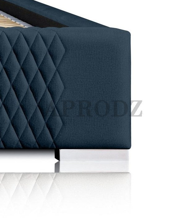 Velvet Upholstered King Size Bed with Hydraulic Storage