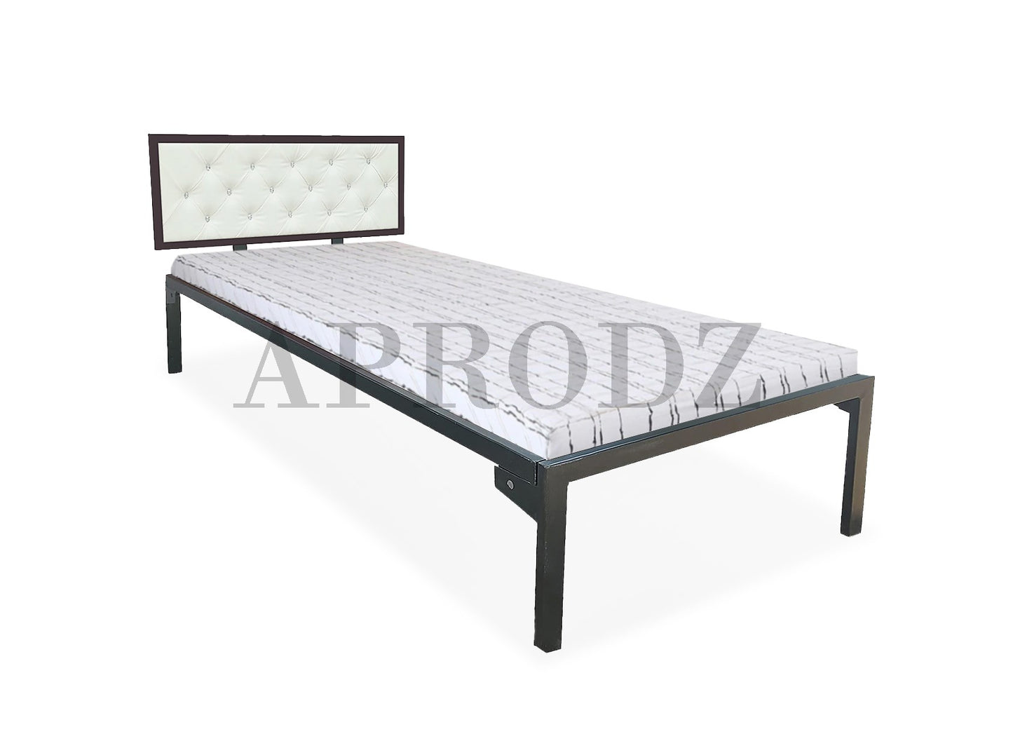 Single Size Bed with Upholstered Headboard | CR Steel Frame | Modern Platform Bed | Sturdy, Durable & Noise-Free | No Box Spring Needed | Stylish Furniture