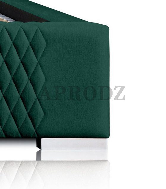 Velvet Upholstered King Size Bed with Hydraulic Storage