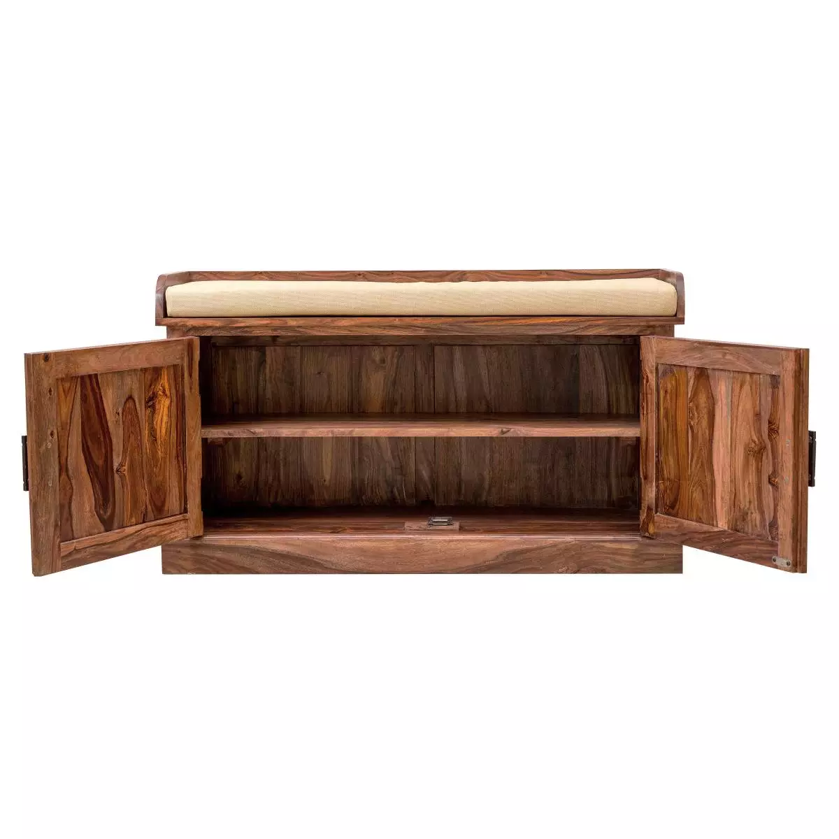 Wooden Multipurpose Cupboard & Shoe Rack – Large Storage Cabinet with Seating for Entryway, Living Room & Home Organization (Natural Finish)