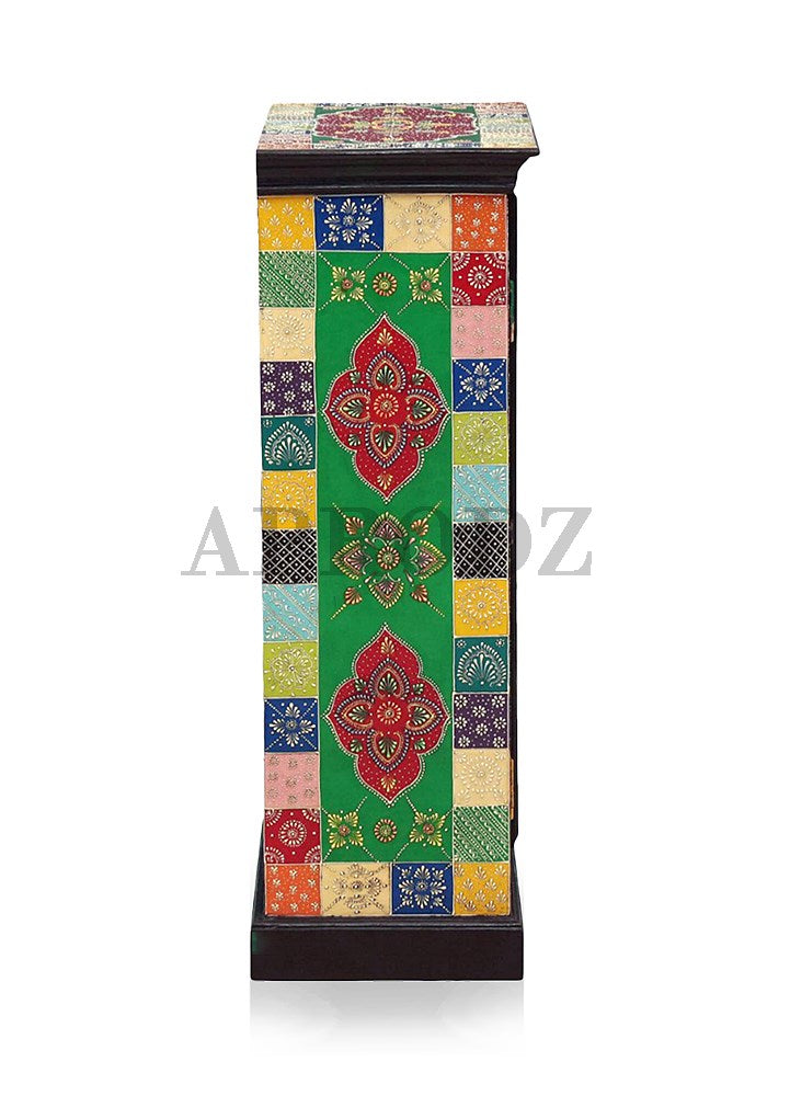 Wooden Handpainted Storage Cabinet for Living Room (Multicolor)