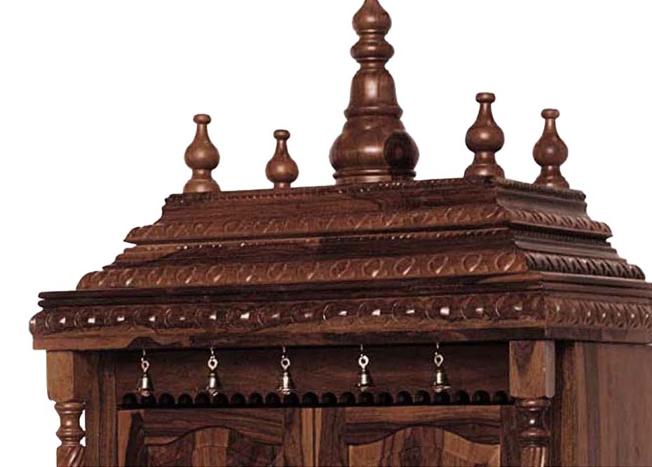 Handcrafted Sheesham Wood Temple with Storage for Pooja Room | Temple for Home | Pooja Mandir (Standard, Natural Teak)