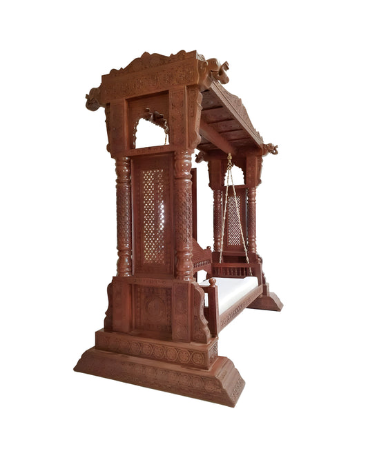 Wooden Swing Jhula with Stand for Indoor Outdoor & Balcony | House Swings for Adults (Walnut and Honey Finish)