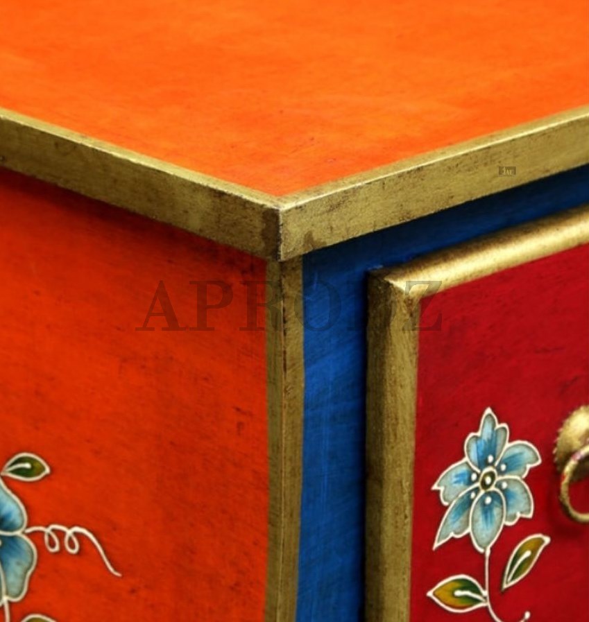 Wooden Handpainted Chest of Drawer Cabinet for Storage (Multicolor)