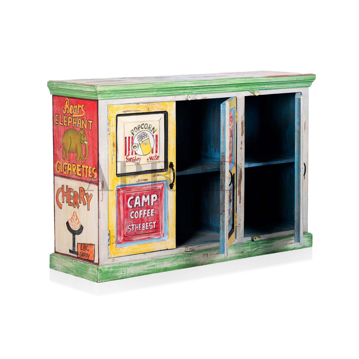 Wooden Handpainted Multipurpose Sideboard Storage Cabinet for Home (Multicolor)