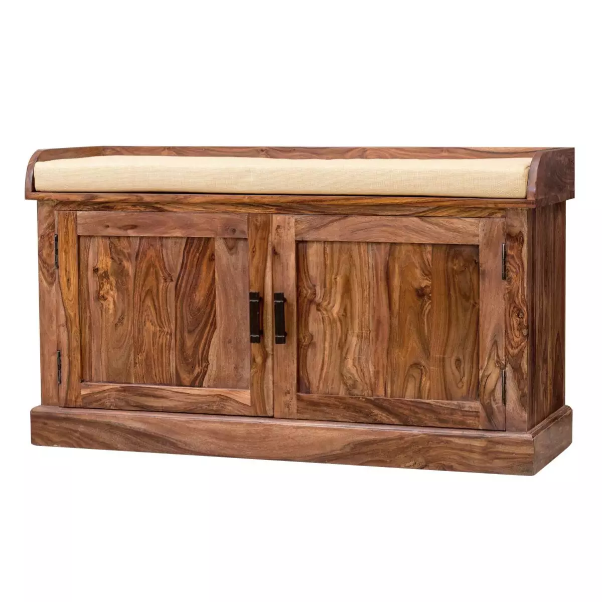 Wooden Multipurpose Cupboard & Shoe Rack – Large Storage Cabinet with Seating for Entryway, Living Room & Home Organization (Natural Finish)