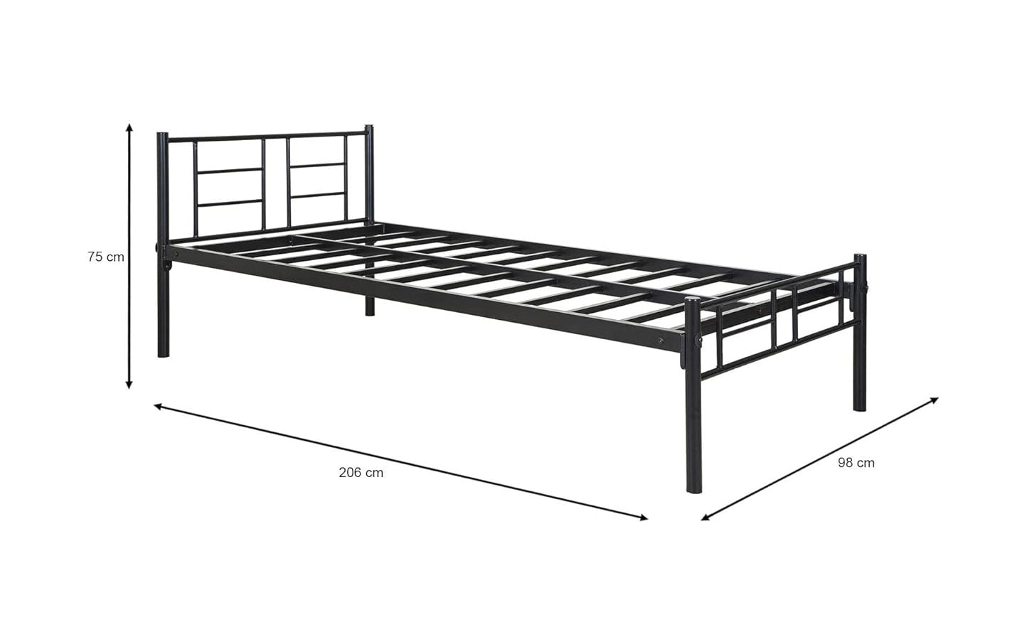Iron Single Bed for Bedroom Single Size Metal Bed (Black Color)