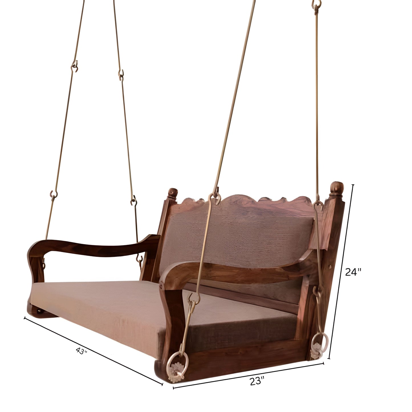 Sheesham Wood Swing Jhula for Indoor Outdoor & Balcony | House Swings for Adults (Walnut Finish)