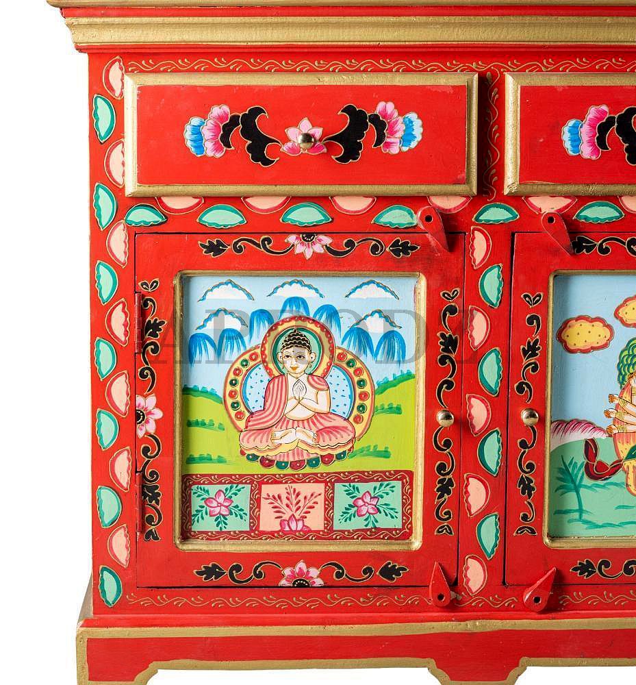 Wooden Handpainted Multipurpose Sideboard Storage Cabinet for Home (Multicolor)