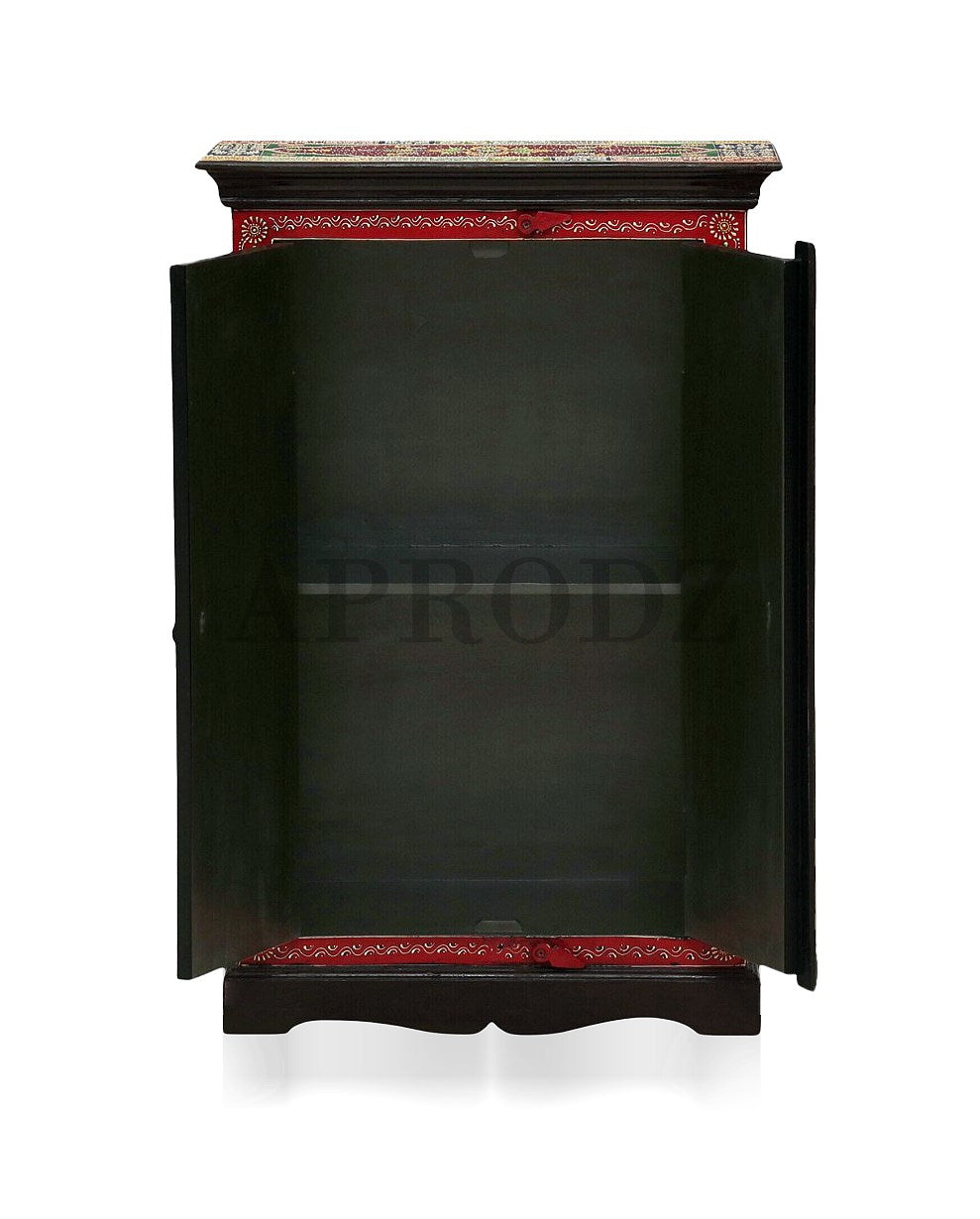 Wooden Handpainted Storage Cabinet for Living Room (Multicolor)
