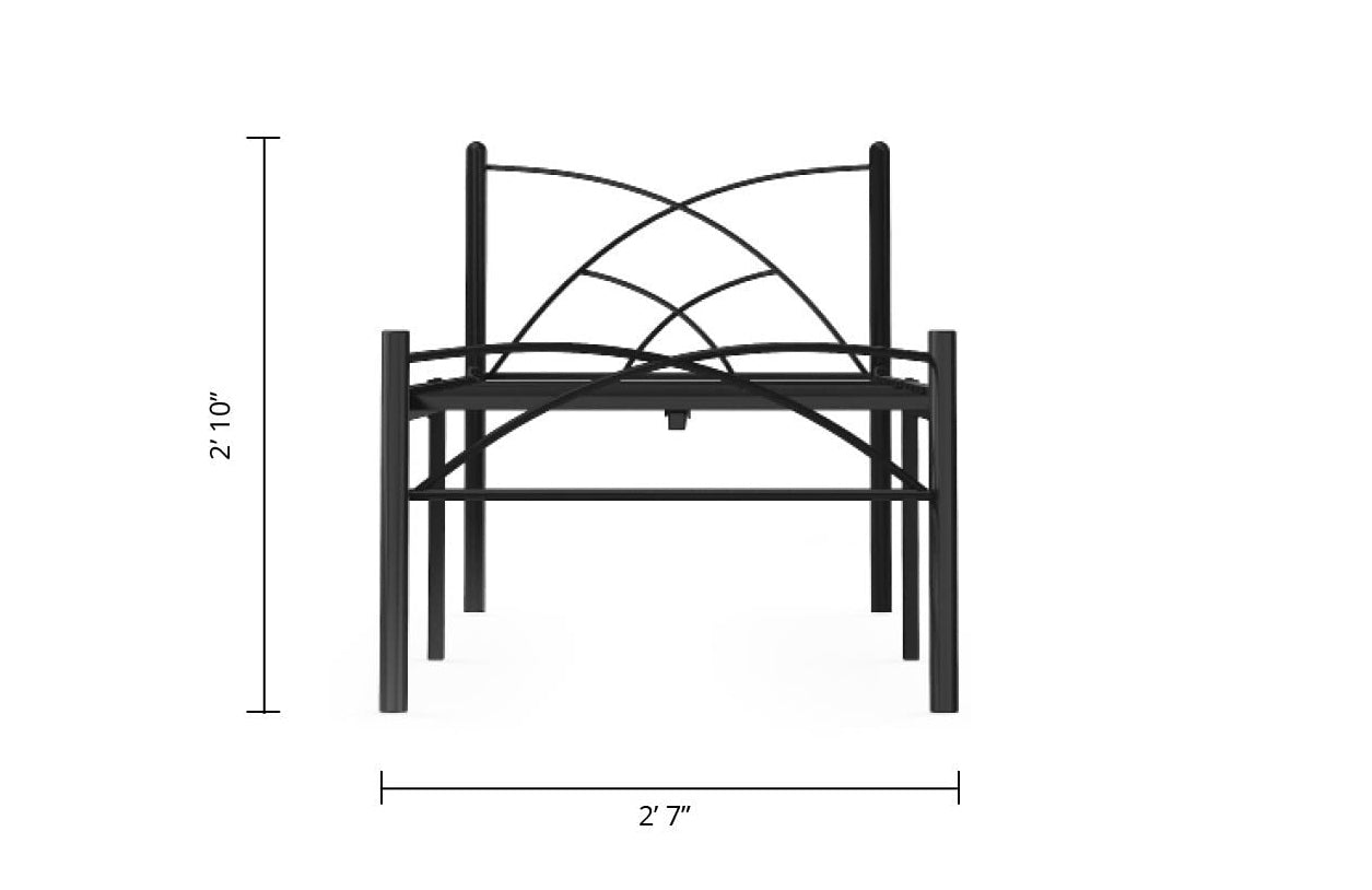 Iron Single Size Bed for Bedroom Metal Bed in Black Color