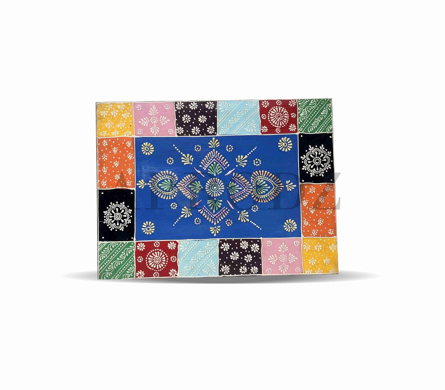 Solid Wood Hand-Painted Bedside Table | End Table for Bedroom & Living Room Furniture (Multicolour)
