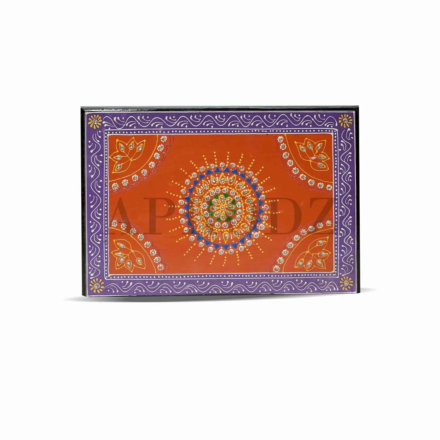 Wooden Table Hand-Painted Solid Wood Bedside Table | Nightstand | End Table for Bedroom & Living Room Furniture(Multicolour)