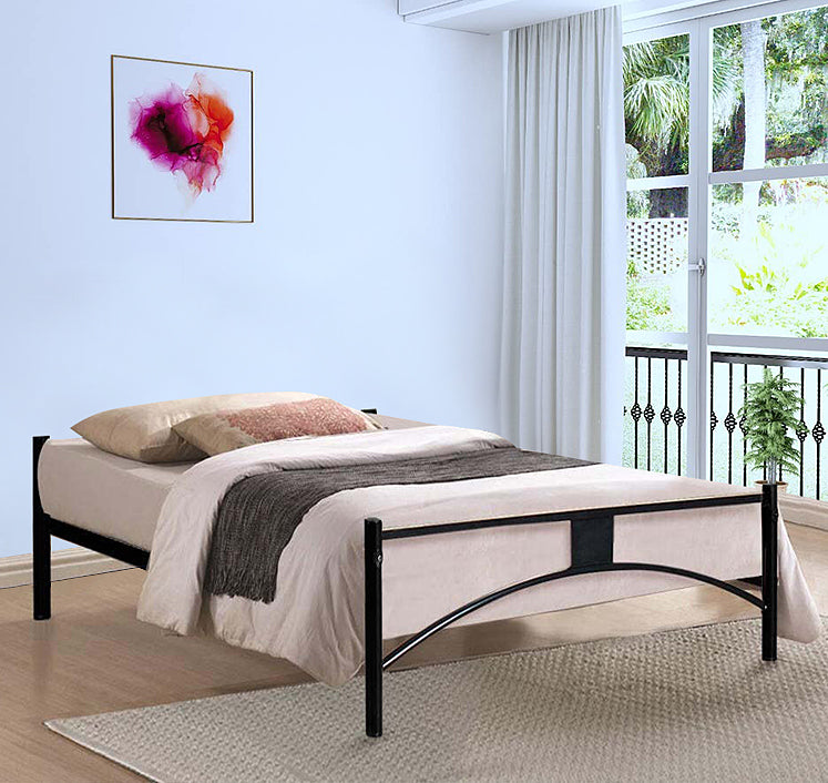 Iron Single Bed for Bedroom Single Size Metal Bed - Black Color