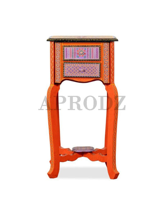 Wooden Handpainted Side Table with Antique Legs Bedside End Table (Multicolor)