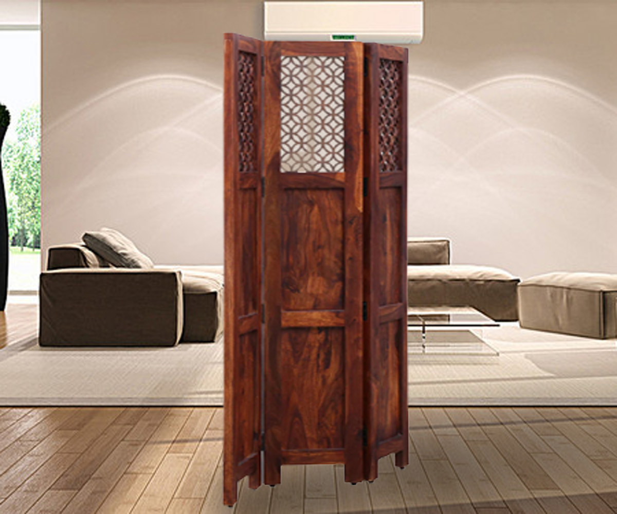 Durque 3 Panel Room Divider - Honey Oak