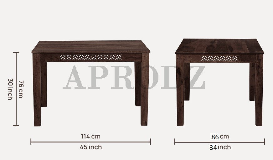 Sheesham Wood Durque 4 Seater Dining Table Set with 1 Bench and 2 Chair for Home | Dining Furniture