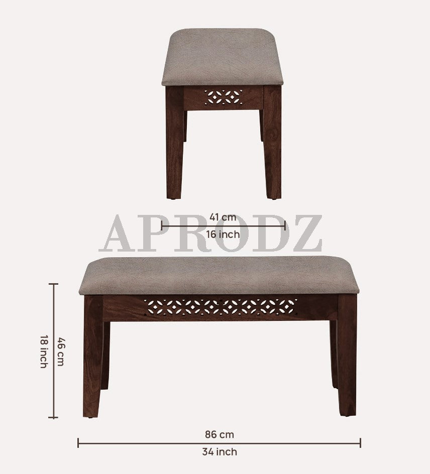 Sheesham Wood Durque 4 Seater Dining Table Set with 1 Bench and 2 Chair for Home | Dining Furniture