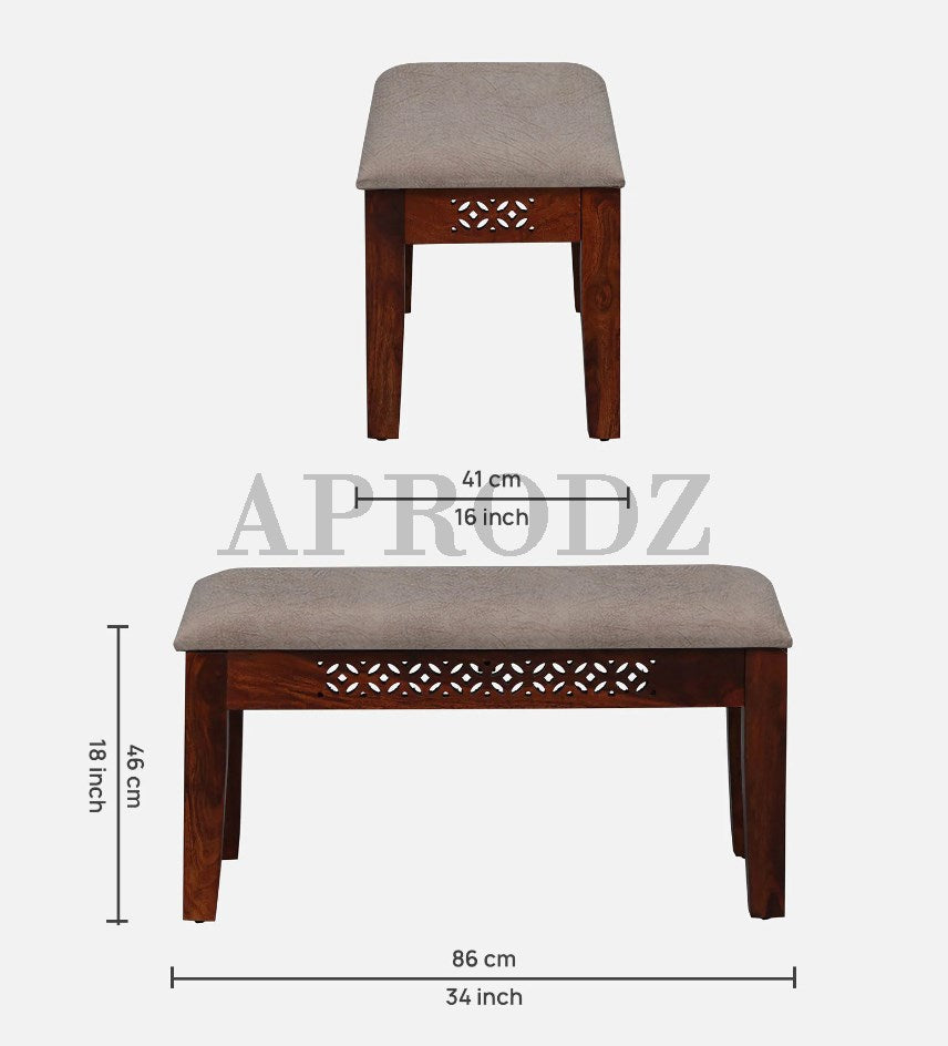 Sheesham Wood Durque 4 Seater Dining Table Set with 1 Bench and 2 Chair for Home | Dining Furniture