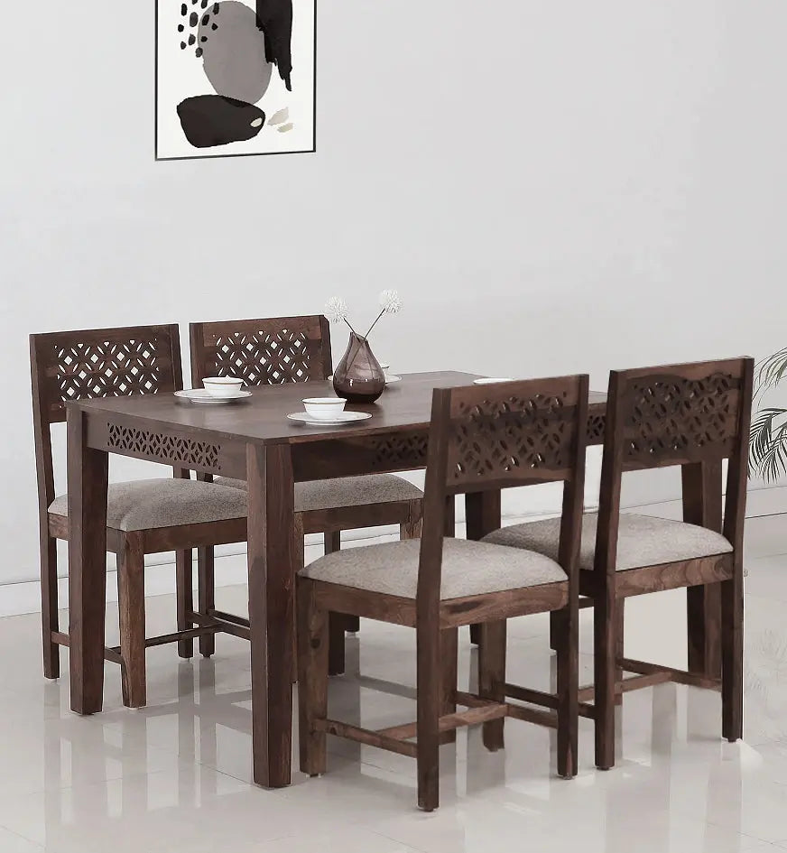 Sheesham Wood Durque 4 Seater Dining Table Set for Home | Dining Furniture