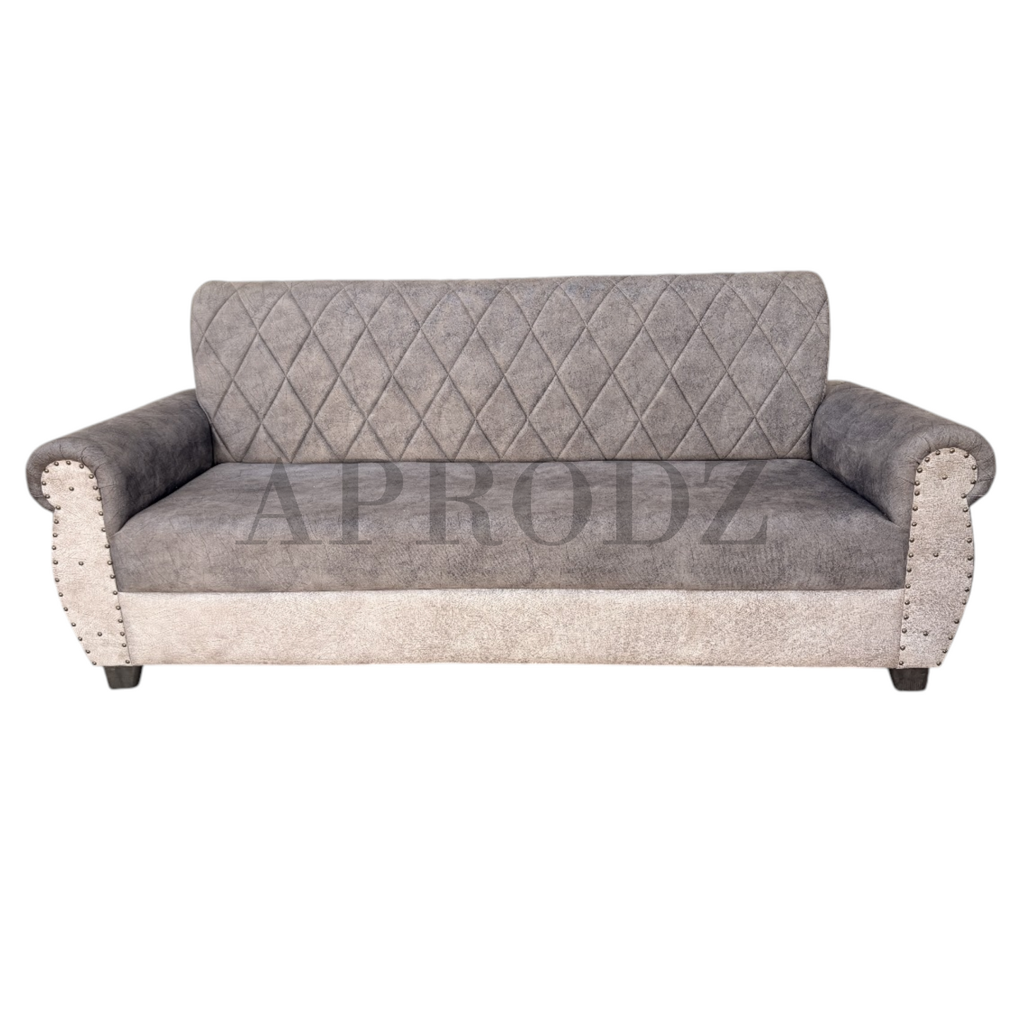 Sofa | Wood Frame Suede Fabric 40D Foam Cushion | Comfortable, Durable, Stylish & Modern for Living Room Furniture | Compact Design Lounge Seat Relaxation (Light Grey + Beige 4)